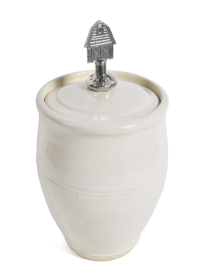 Oregon Stoneware Studio وعاء سكر من إنتاج استوديو أوريغون ستونوير، مزين بزخرفة من البيوتر، كريمة مخفوقة - Image 1